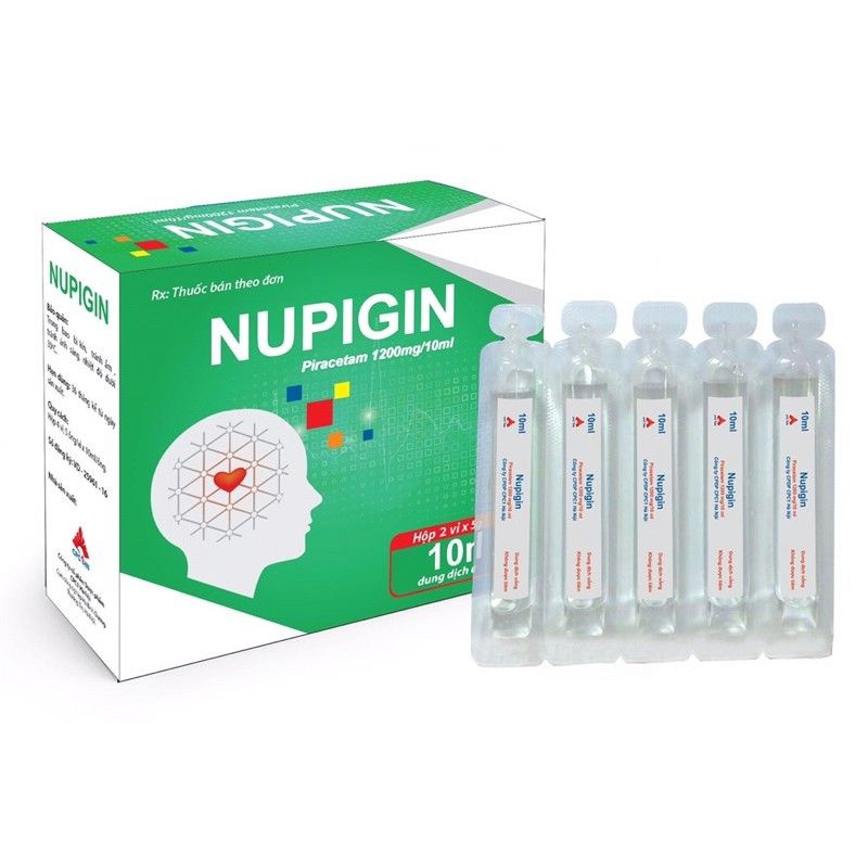 NUPIGIN hỗ trợ tăng cường tuần hoàn não Piracetam 1200mg hộp 10 ống