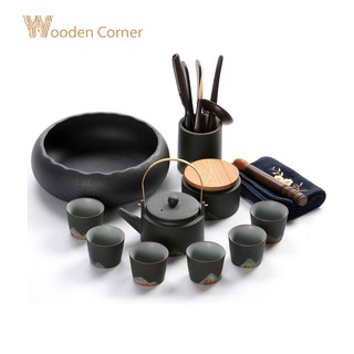 Bộ Ấm Trà Bằng Gốm Sứ Cao Cấp 12 Món Không Kèm Khay - Pha Trà Đạo
