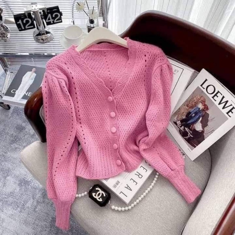Áo Khoác Cardigan Dệt Kim Mỏng Dáng Ngắn Cổ Chữ V Phối Ren Phong Cách Hàn Quốc Cho Nữ