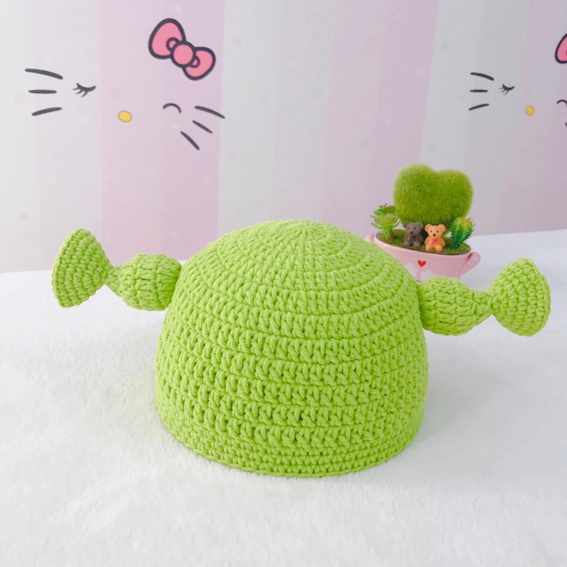 Mũ tóc cột hai chùm siêu sang chảnh bằng len