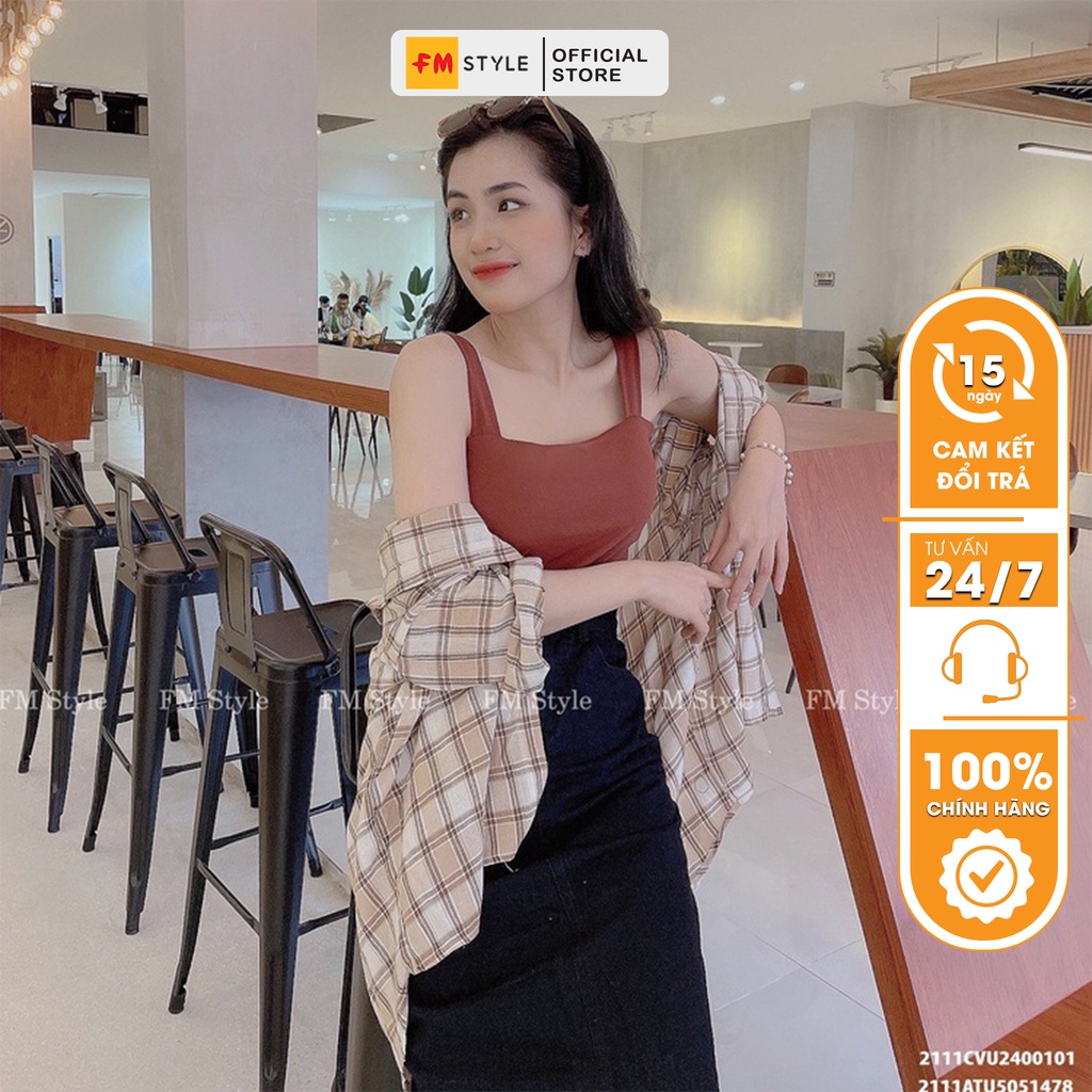 Áo 2 dây croptop FM Style thun nữ 2 dây bản to kiểu ôm vải co giãn thoáng mát quyến rũ dễ phối đồ 211114687