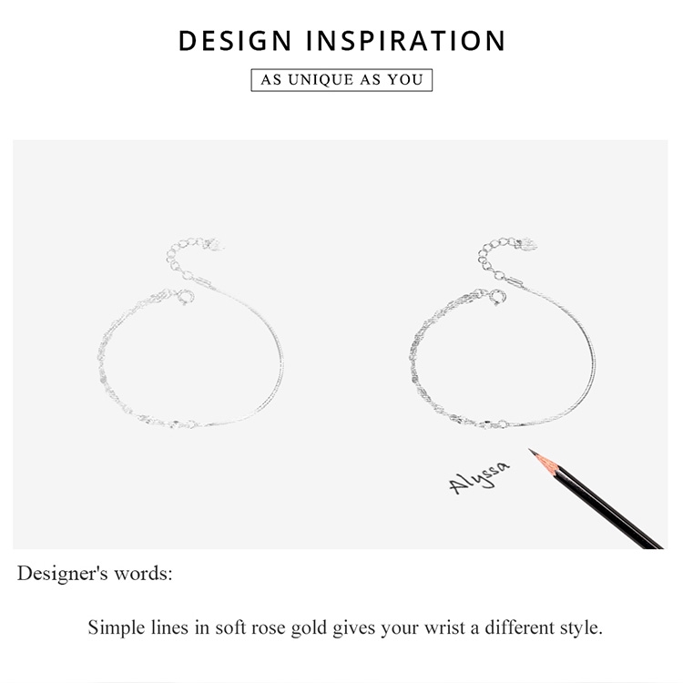 Vòng đeo tay Bamoer SCB149 màu vàng hồng giản đơn sang trọng