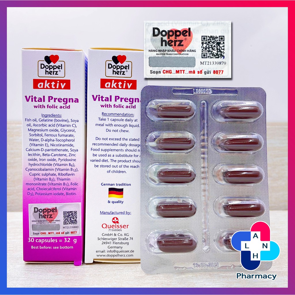 Vital Pregna [Hàng nhập khẩu Đức] - Vitamin cho mẹ bầu Doppel Herz akiv.