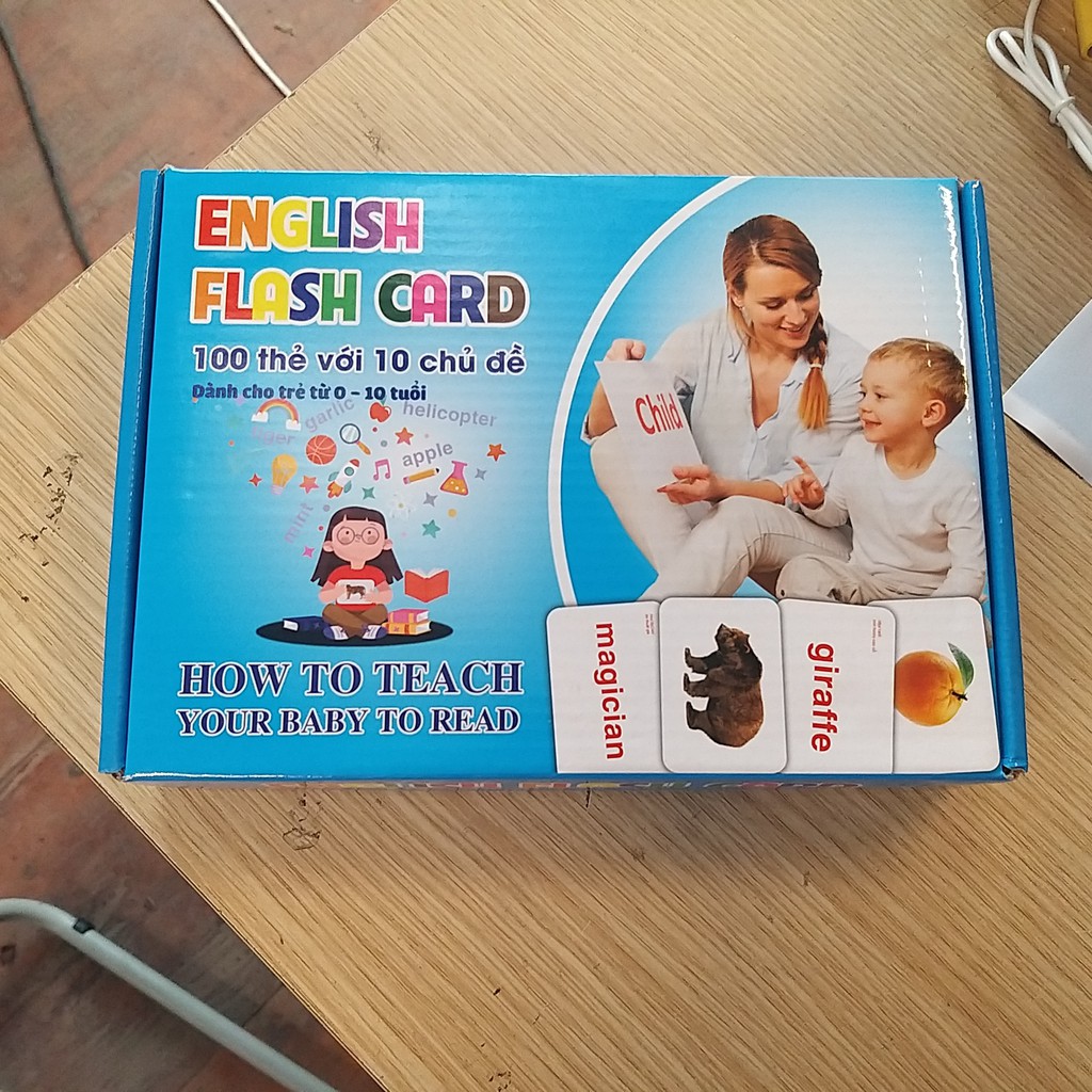 Bộ Thẻ Flashcard 100 Thẻ Học Tiếng Anh 10 Chủ Đề Cho Bé Từ 0-10 Tuổi