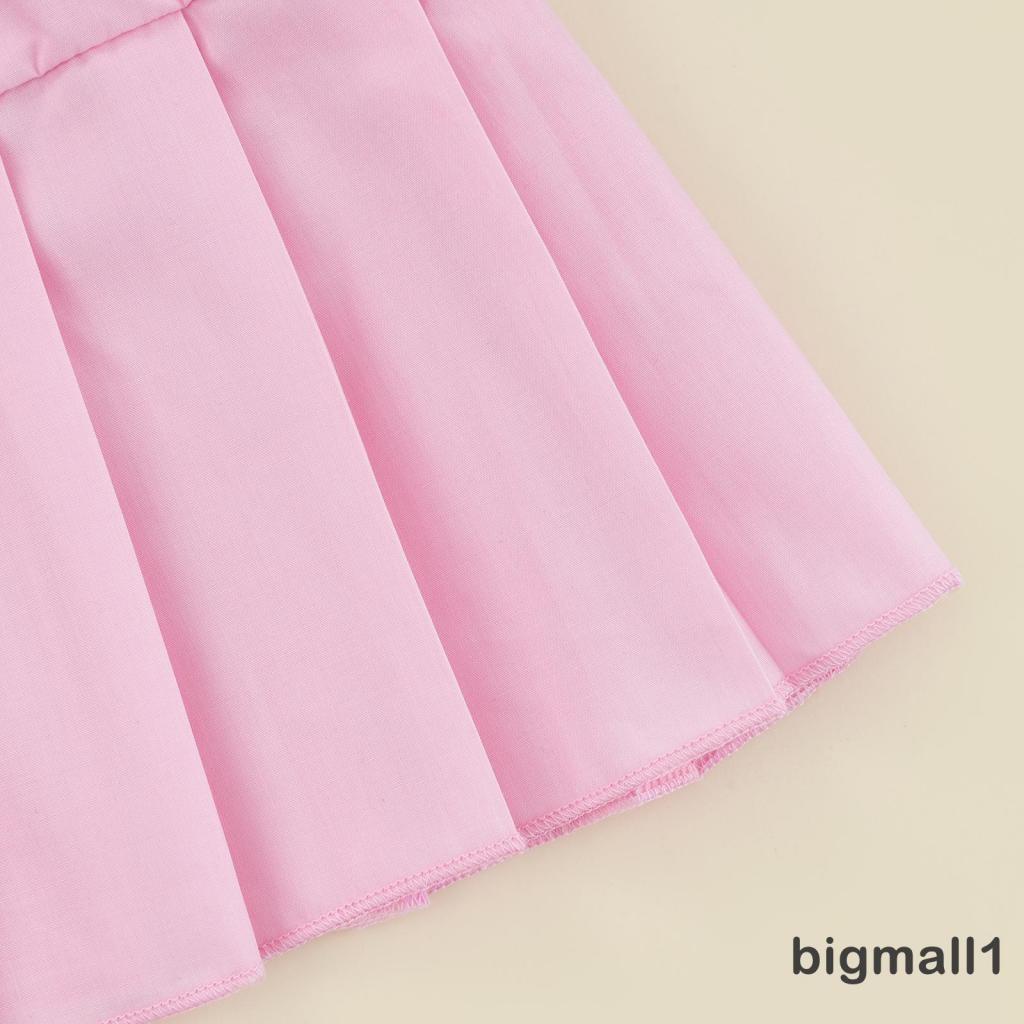 Set Áo Thun Không Tay Kèm Chân Váy Xếp Ly Dành Cho Bé Gái 2-7 Tuổi