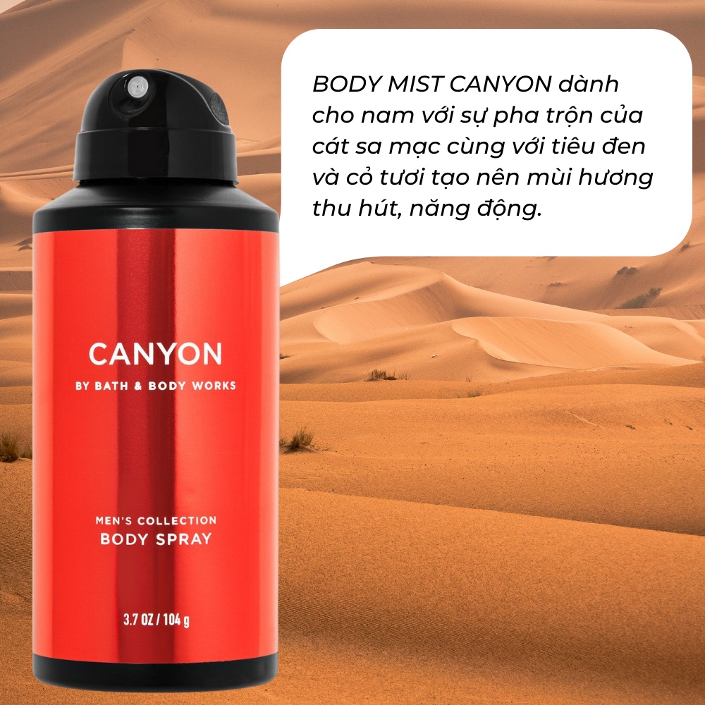 Xịt thơm toàn thân nam Body Mist Bath & Body Works CAYON MAN'S COLLECTION BODY SPRAY Hương Thơm Mạnh Mẽ