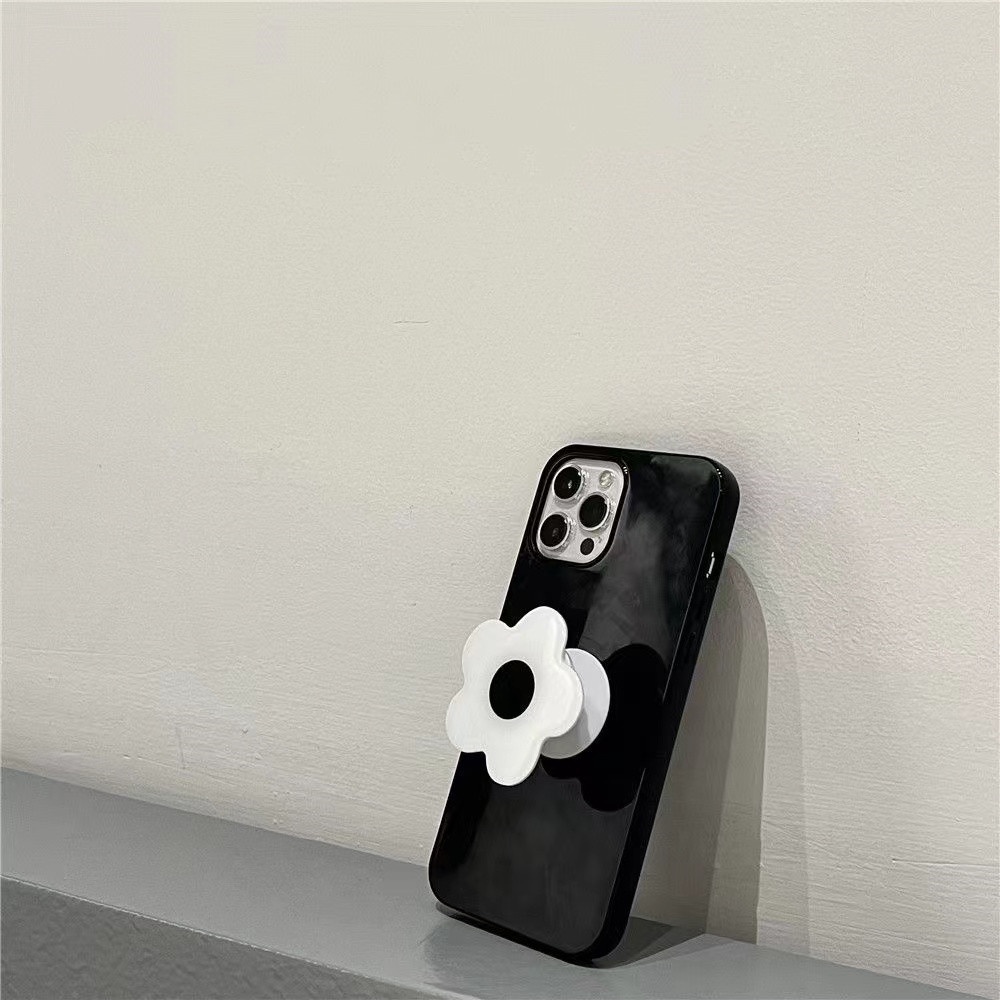 Ốp điện thoại họa tiết hoa trắng phong cách Nhật Hàn đơn giản kèm giá đỡ cho IPHONEX xr xsmax 78p 12PROMAX 11