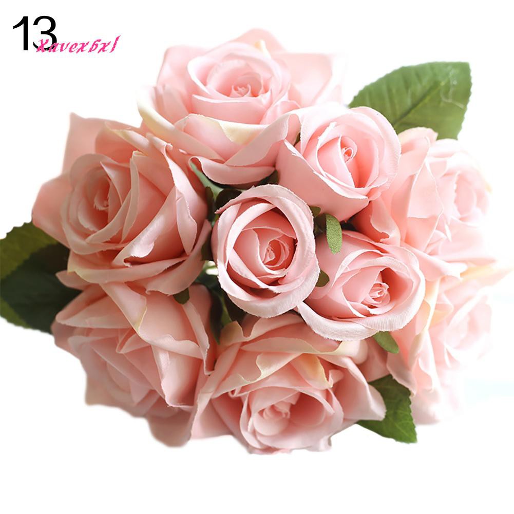 1 Bó 9 Bông Hoa Hồng Giả Trang Trí Tiệc Cưới