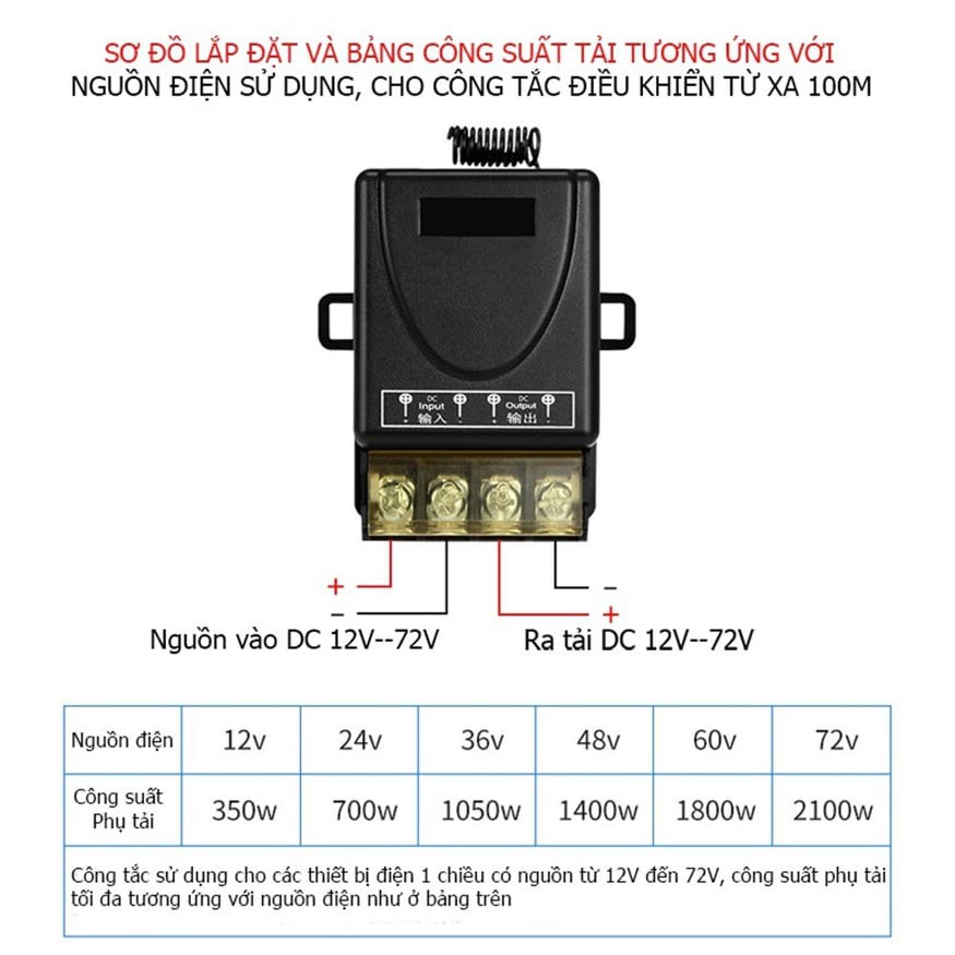 Bộ điều khiển từ xa công suất 3000W, RF 433 MHz học lệnh 4 chế độ. | Anhthodien9x