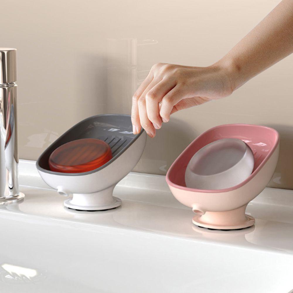 LONTIME Giá Để Xà Phòng Hai Tầng Có Giác Hút Tiện Lợi