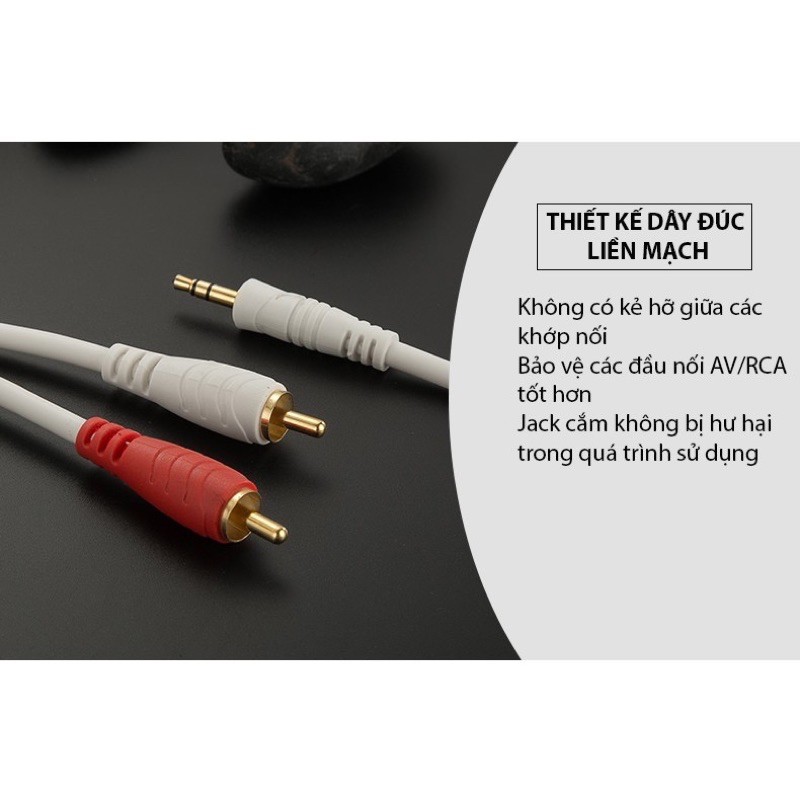 DÂY ĐIỆN TÍN 3 LY( 3.5mm) RA 2 ĐẦU BÔNG SEN  (AV/RCA) JSJ 3321