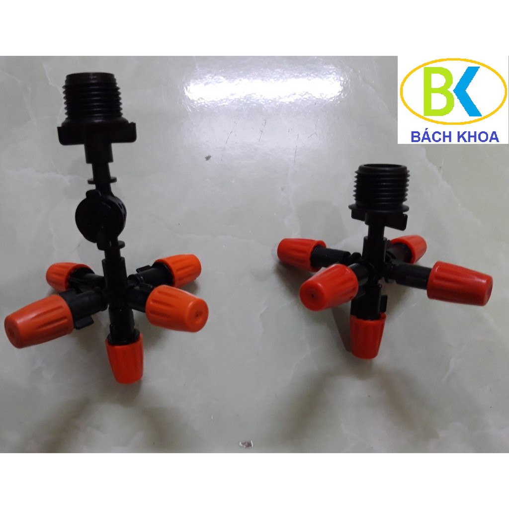 Béc tưới 5 hướng màu cam ren ngoài 21mm