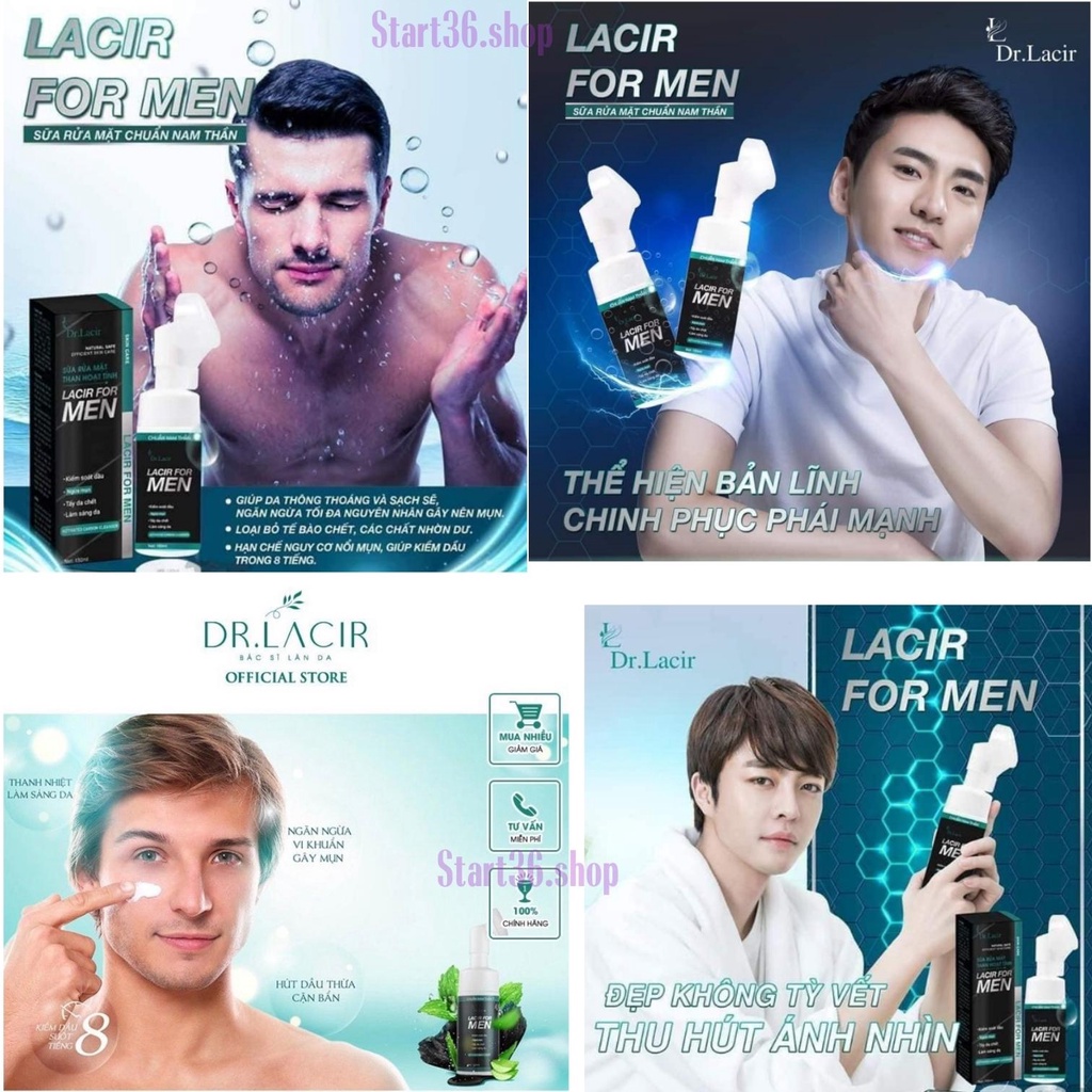 Sữa rửa mặt Great86 sữa rửa mặt nam Lacir For Men Dr Lacir làm sạch bụi bẩn dầu thừa sáng da ngăn ngừa mụn 150ml