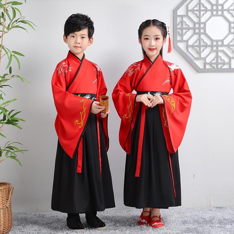 quần gáiváy trẻ em♕✌♧Trang phục Hanfu trẻ em cổ đại Đồng học sinh Trung Quốc nguyên bản và cải tiến nam gái váy k