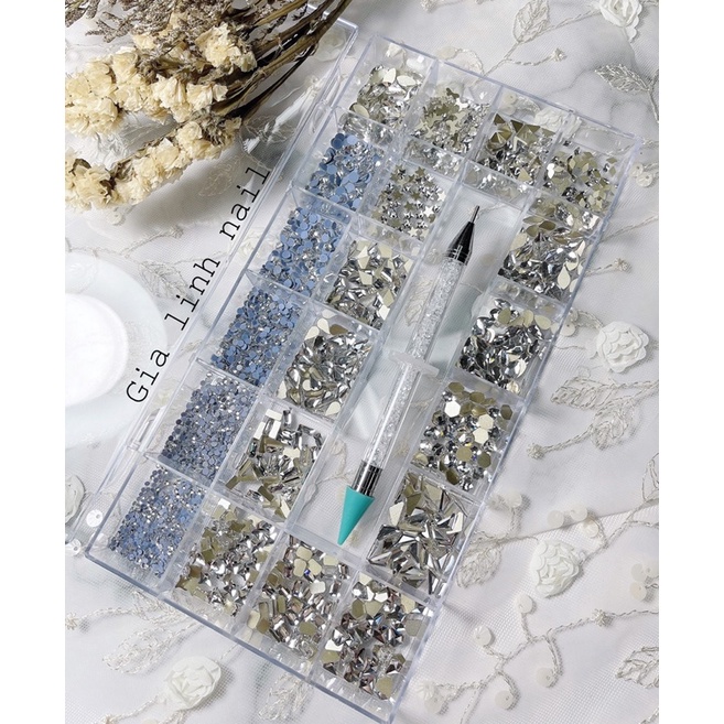 Đá khối chân bằng set 1000viên (kèm khay đưng, bút chấm)