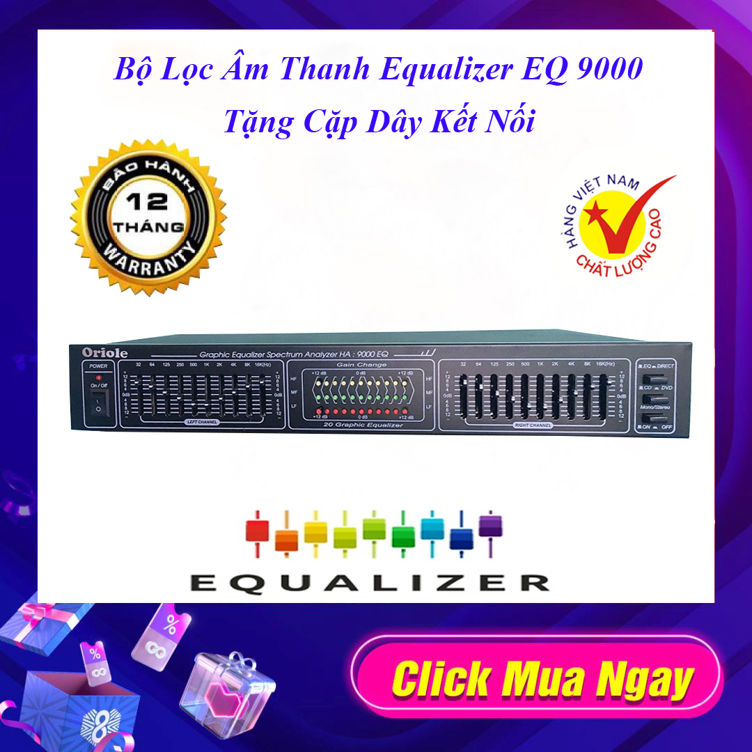 [Giá Sốc ] Đầu Lọc Âm Thanh Equalizer EQ 9000- Lọc Xì Âm Thanh Cho Dàn Karaoke- Tặng Cặp Dây kết Nối, Bảo Hành 12 Tháng