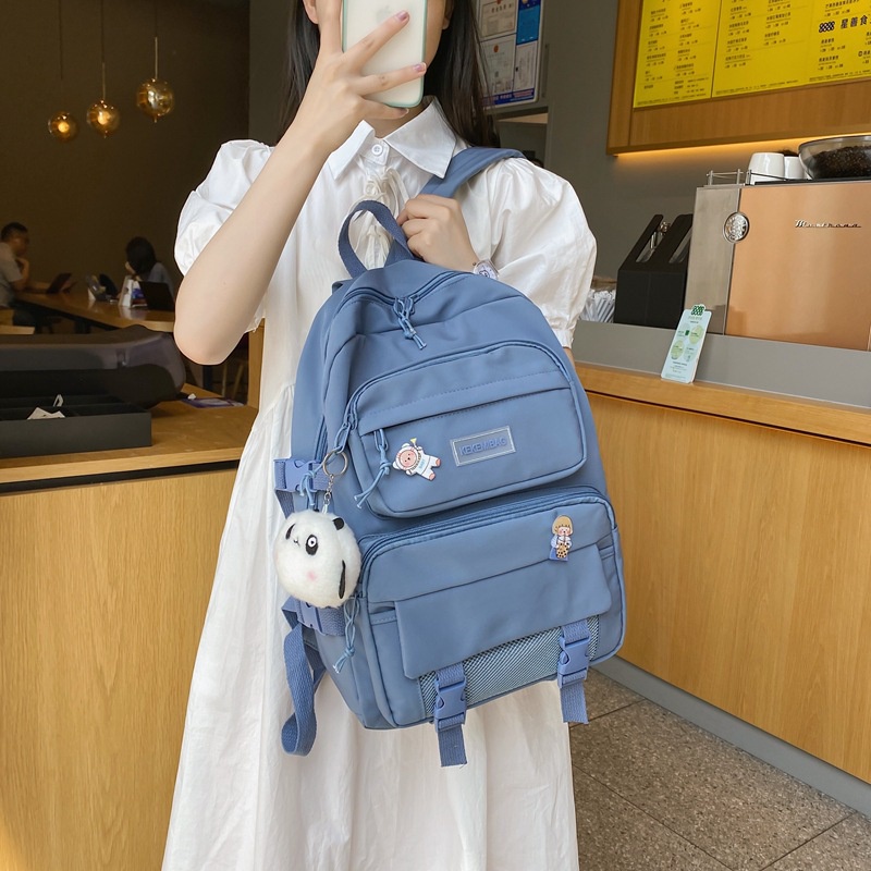 Ba lô học sinh pha lưới nhiều ngăn kekemi  phong cách Hàn Quốc BL6334