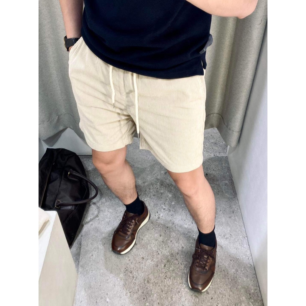 Quần short kaki nhung tăm form quần chạm gối slim fit, tôn dáng ae khi lên đồ , dễ phối SIMPLE FASHION Ss23