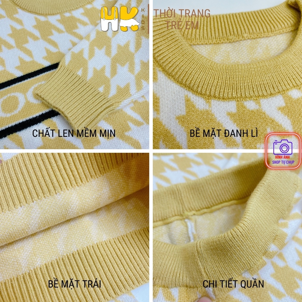 Bộ len cho bé trai từ 0-3 tuổi, chất len 2 lớp cao cấp mềm mịn, kiểu áo le chui đầu họa tiết nổi bật - HK KIDS (mã 0208)