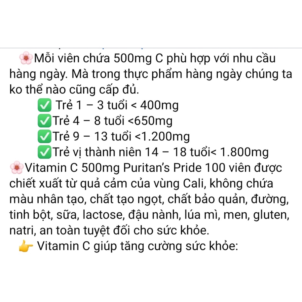 (Bill US) Viên Uống Bổ Sung Vitamin C  Purit@in Pride 100 viên-  SẴN