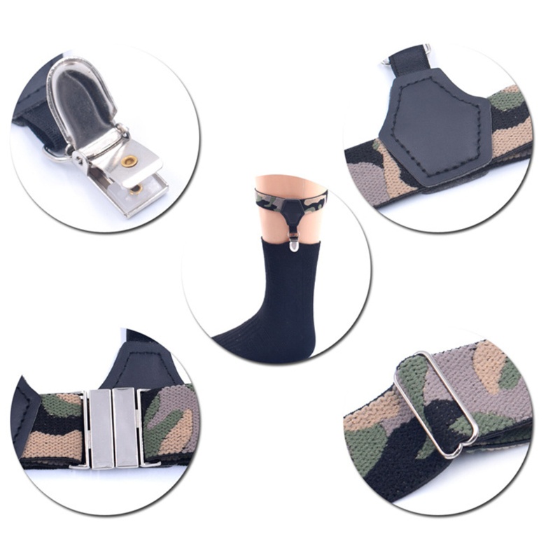 Set 2 Cặp Dây Nylon Đeo Vớ Họa Tiết Rằn Ri Co Giãn Chống Trượt Có Thể Điều Chỉnh Cho Nam Nữ