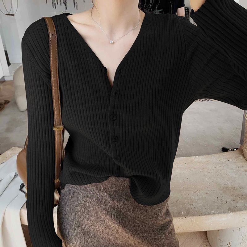 Sỉ áo len nữ dệt kim cardigan cổ chữ V cài cúc mùa thu đông đẹp xinh nữ tính | BigBuy360 - bigbuy360.vn