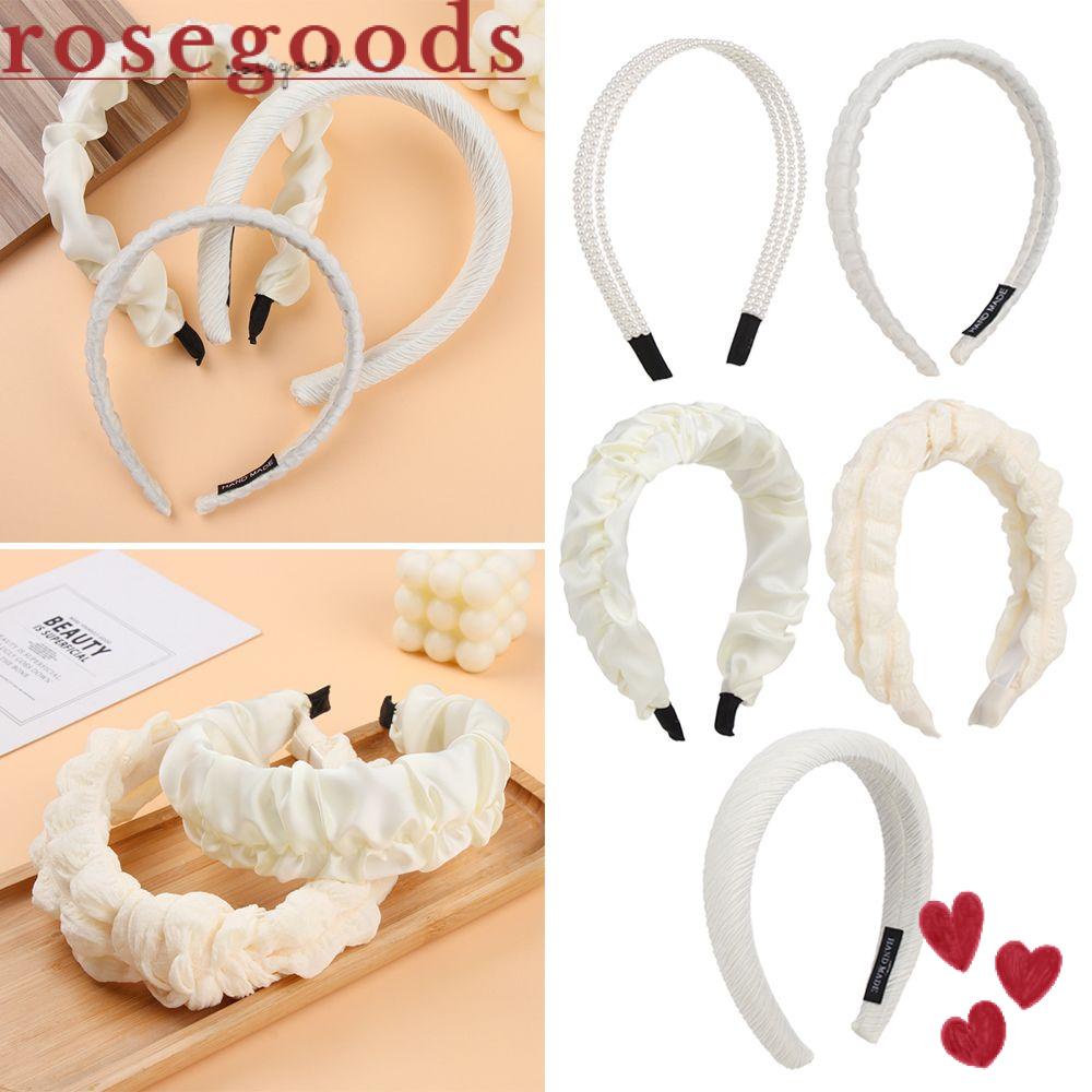 Băng Đô Đội Đầu Bằng Xốp Màu Trắng Trơn Dễ Thương Phong Cách Hàn Quốc Cho Nữ