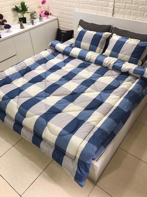 Bộ chăn phao kèm ga chun 2 vỏ gối cotton poly | BigBuy360 - bigbuy360.vn