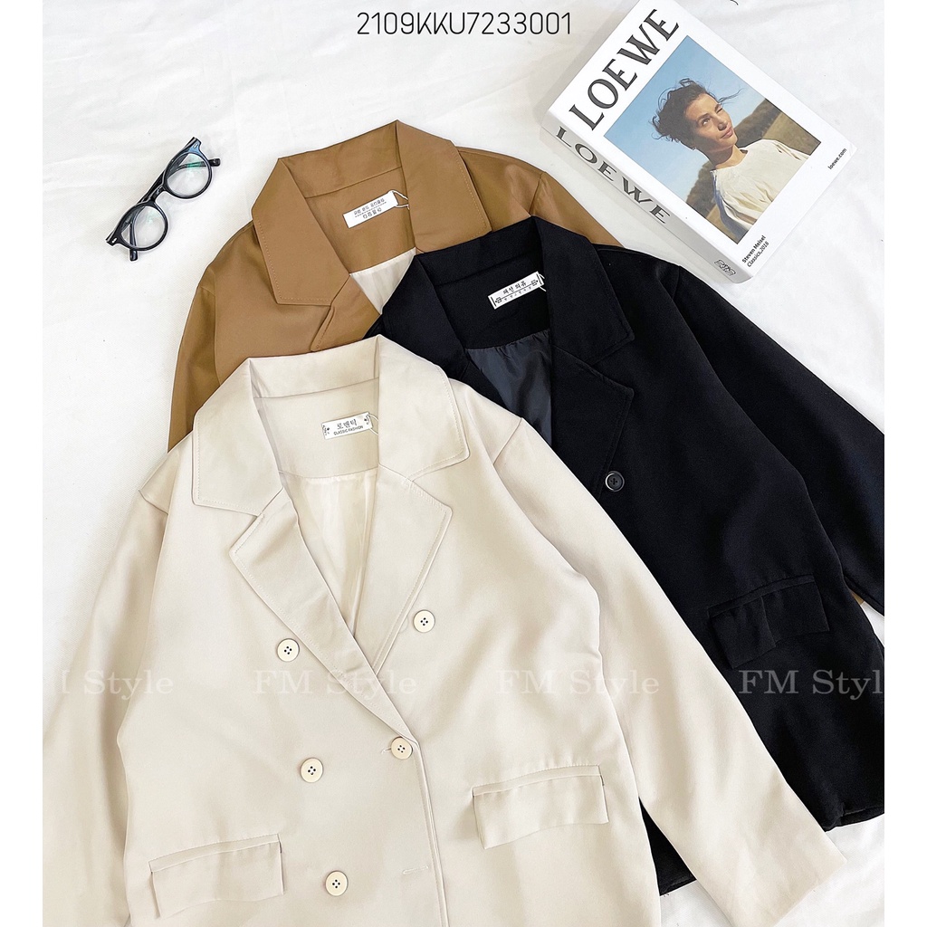 Áo khoác vest FM Style blazer công sở 2 túi 6 nút phong cách Hàn Quốc chất liệu cao cấp thời trang thanh lịch 210930098