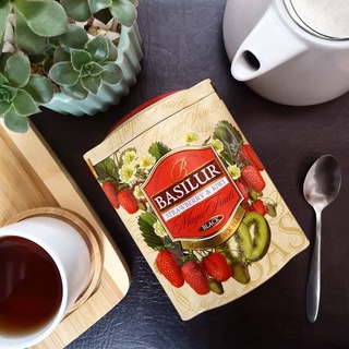 Trà hoa quả Basilur uống hàng ngày hoặc làm quà tặng – Hộp đựng trà 100g