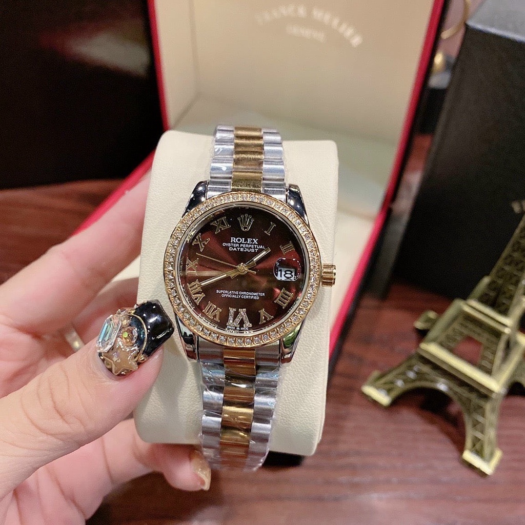 Đồng hồ nữ Rolex, dây thép không girm hàng full box, thẻ bảo hành 12 tháng - Dongho.rolex