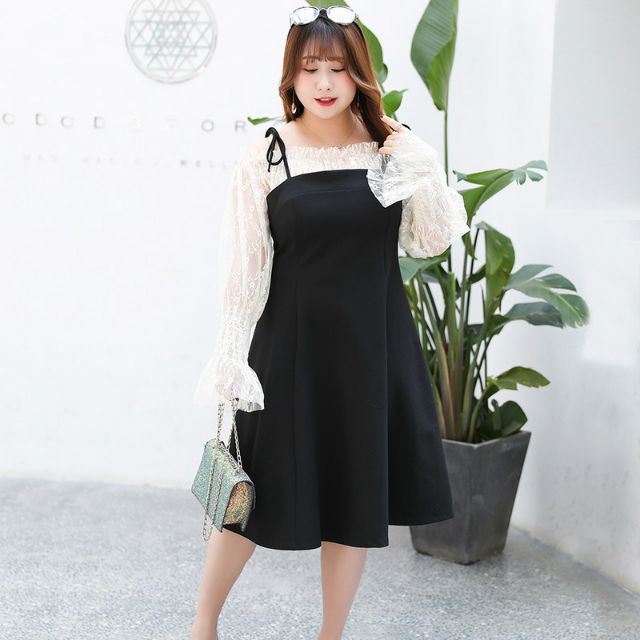 Váy suông phối tay ren bigsize