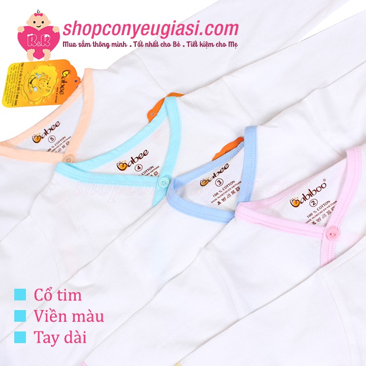 Áo Cổ Tim Viền Màu Babiboo Sơ Sinh Tay Dài/Tay Ngắn - 100% Cotton