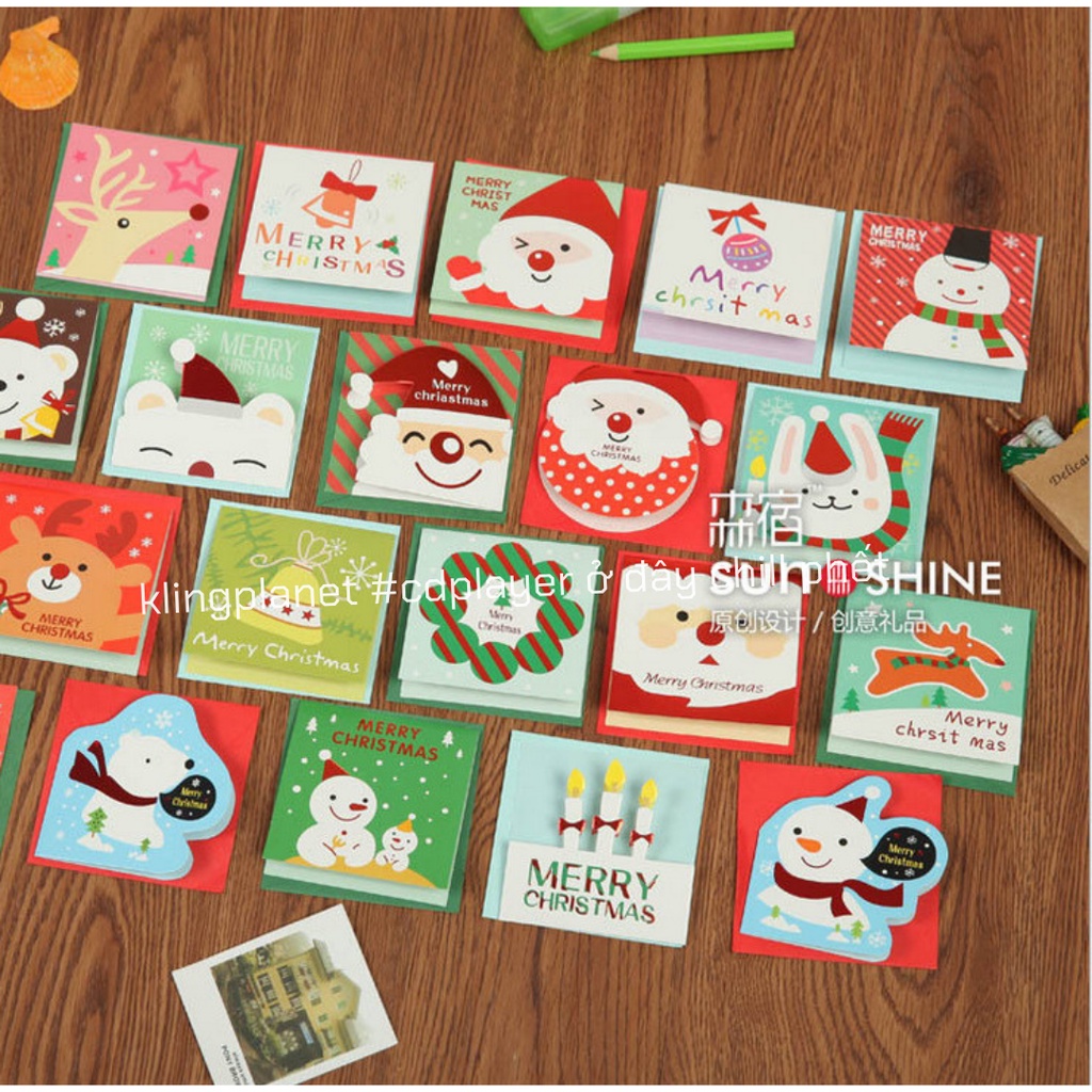 TỔNG HỢP nhiều mẫu Card/Thiệp Giáng sinh Merry Christmas Trang trí cây thông Noel, Hộp quà Giáng sinh chỉ có tại Kling