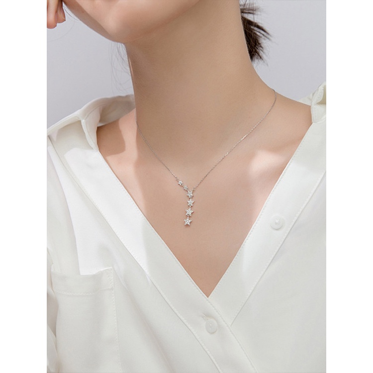 Vòng cổ Mạ Bạc 925 Mặt Ngôi Sao Đính Đá Zircon