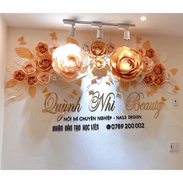 Set hoa backdrop trang trí tiệm nail