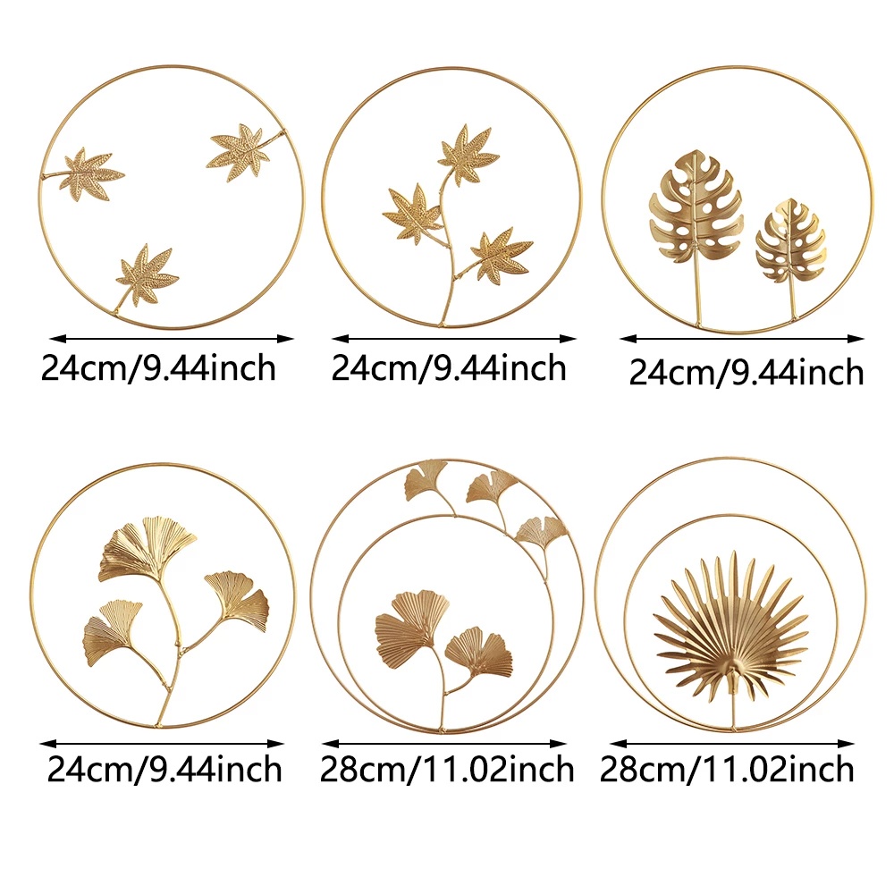 Phụ kiện kim loại gắn tường hình chiếc lá trang trí phòng khách/phòng ngủ/phông nền/nhà cửa không cần đục lỗ sang trọng