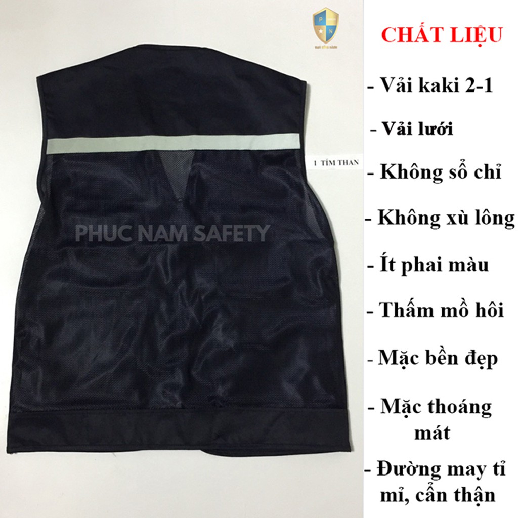 Áo bảo ghi lê phản quang màu tím than , áo ghi lê, đồng phục kỹ sư, BHLĐ Phúc Nam