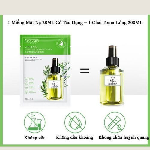 Mặt nạ giấy tinh dầu chi cỏ roi ngựa Verbena Refresing soothing mask - dưỡng da cấp ẩm giảm mụn vibesvietnam