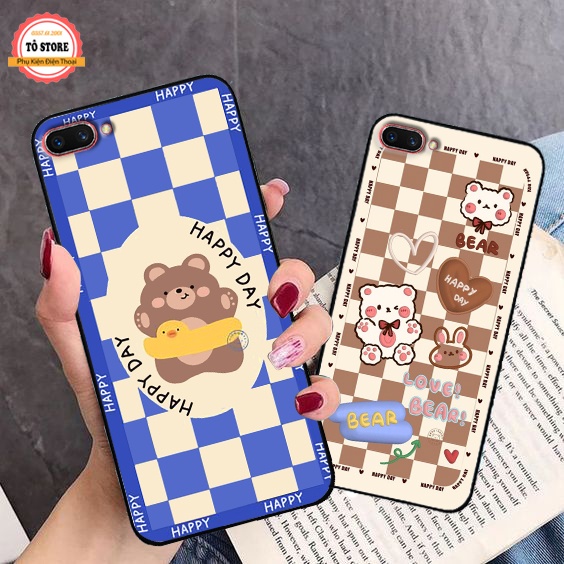 Ốp lưng Oppo A3s / Oppo A1k / Realme C1 / Realme C2 in hình gấu tinh nghịch, , ngộ nghĩnh , hình in sắc nét