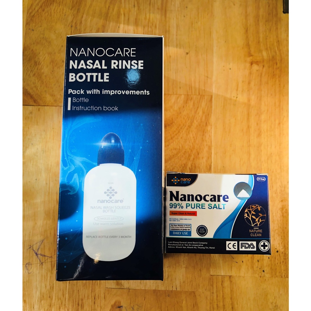 [ Tặng Kèm 20 Gói Muối Khô] Bình Rửa Mũi  NaNoCare Nasal Rinse