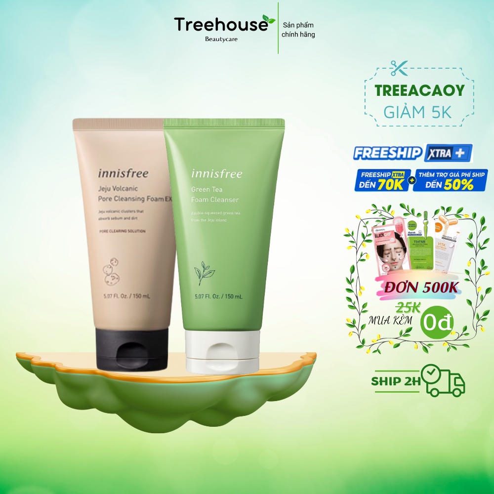 Sữa rửa mặt innisfree trà xanh làm sạch sâu - Sữa rửa mặt innisfree volacnic tro núi lửa kiêm dầu - 150mL