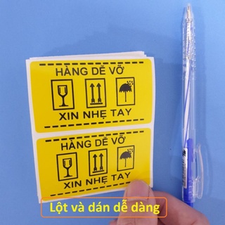 100 Tem dán hàng dễ vỡ kích thước 7x5cm có sẵn keo phù hợp gói hàng nhỏ