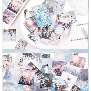 Hộp 46 miếng sticker mẫu tuyết mùa đông hình vuông