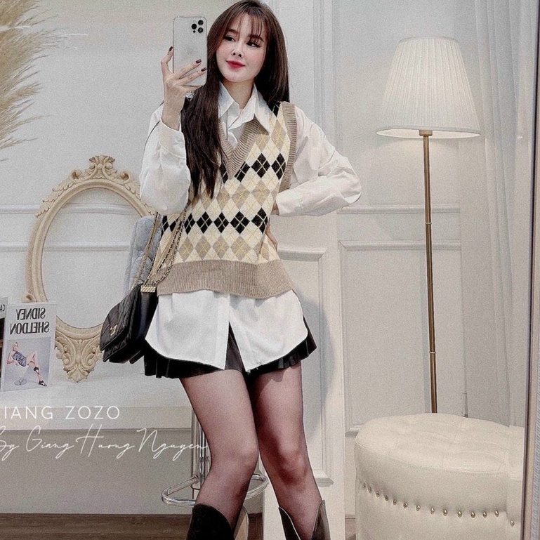 Áo gile len thổ cẩm Forgirl dáng ngắn Quảng Châu