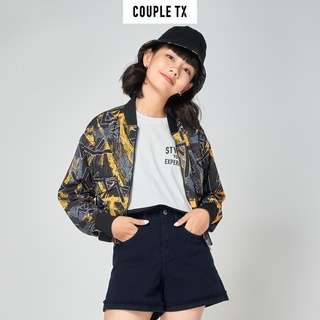 Áo Khoác Dù Bomber Croptop Nữ In Hoa Văn Couple TX WOP 2011