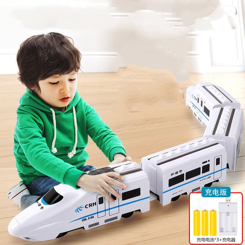 Con tàu siêu tốc có nhạc và đèn led , tự tránh vật cản từ xa