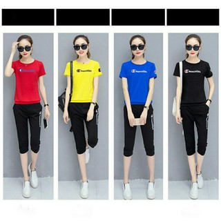 Đồ bộ thun cotton nữ lửng thêu chữ cao cấp DB052