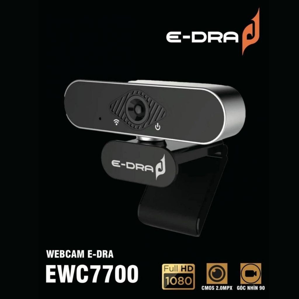 Webcam E-dra EWC7700 FullHD 1080p/ 30 FPS/ Góc nhìn 90 độ - Hàng chính hãng có bảo hành