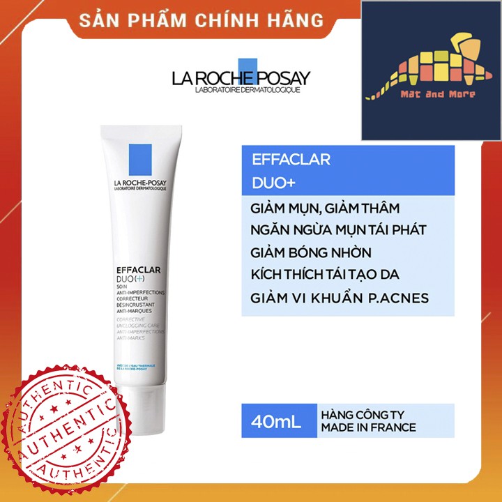 [ CHÍNH HÃNG ] Kem Dưỡng Giảm Mụn, Ngừa Thâm, Thông Thoáng Lỗ Chân Lông La Roche-Posay Effaclar Duo+ 40ml